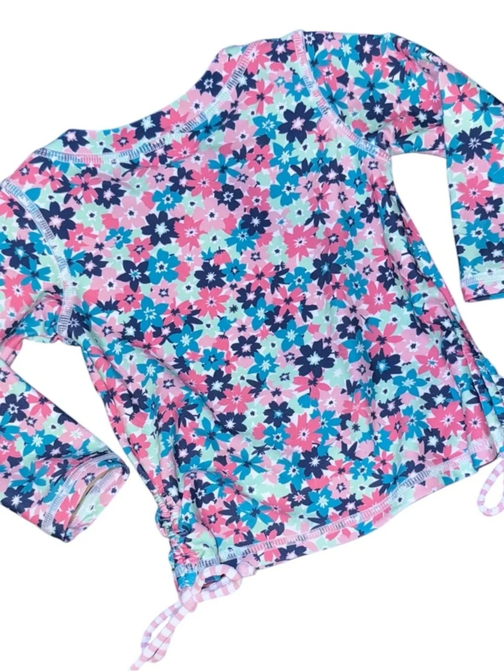 Ruffle Butts Floral Rash Guard 6-12M Long Sleeve Swim Top Adjustable Side Tie